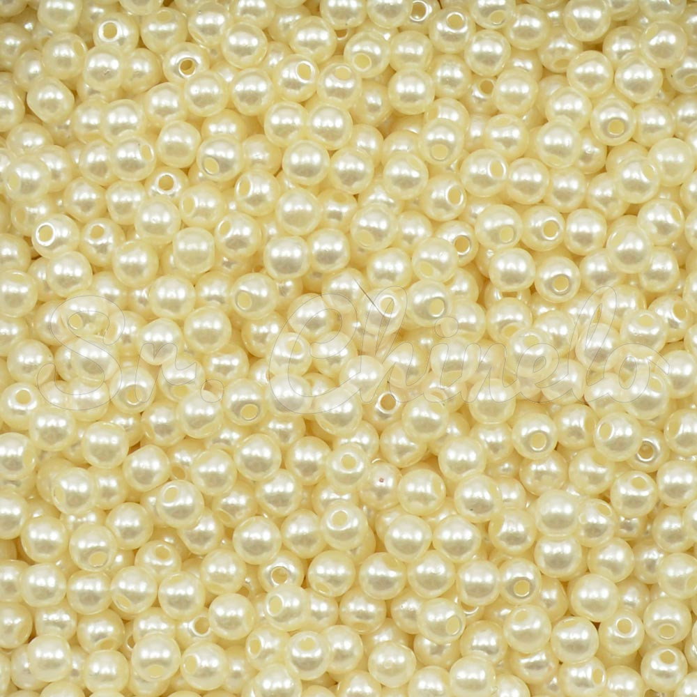 Pérola ABS, 04mm, Creme
