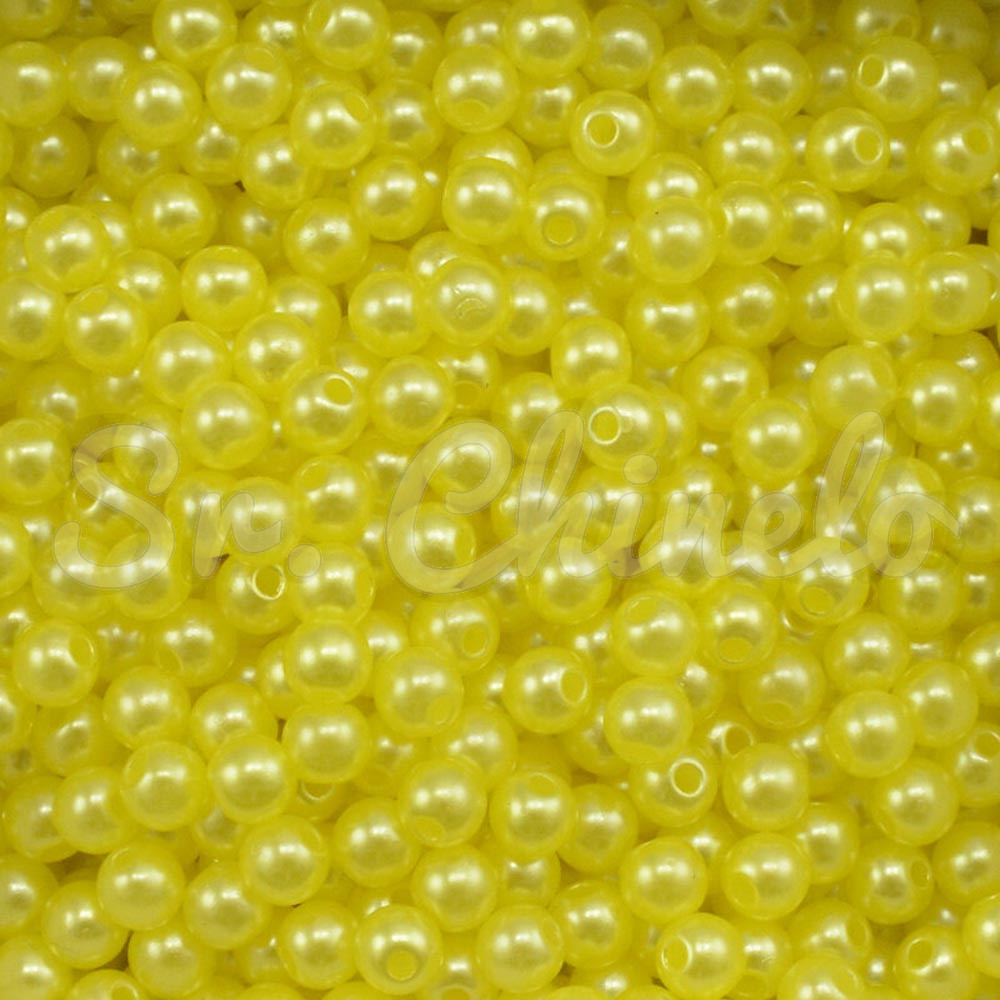 Pérola ABS, 05mm, Amarelo Canário