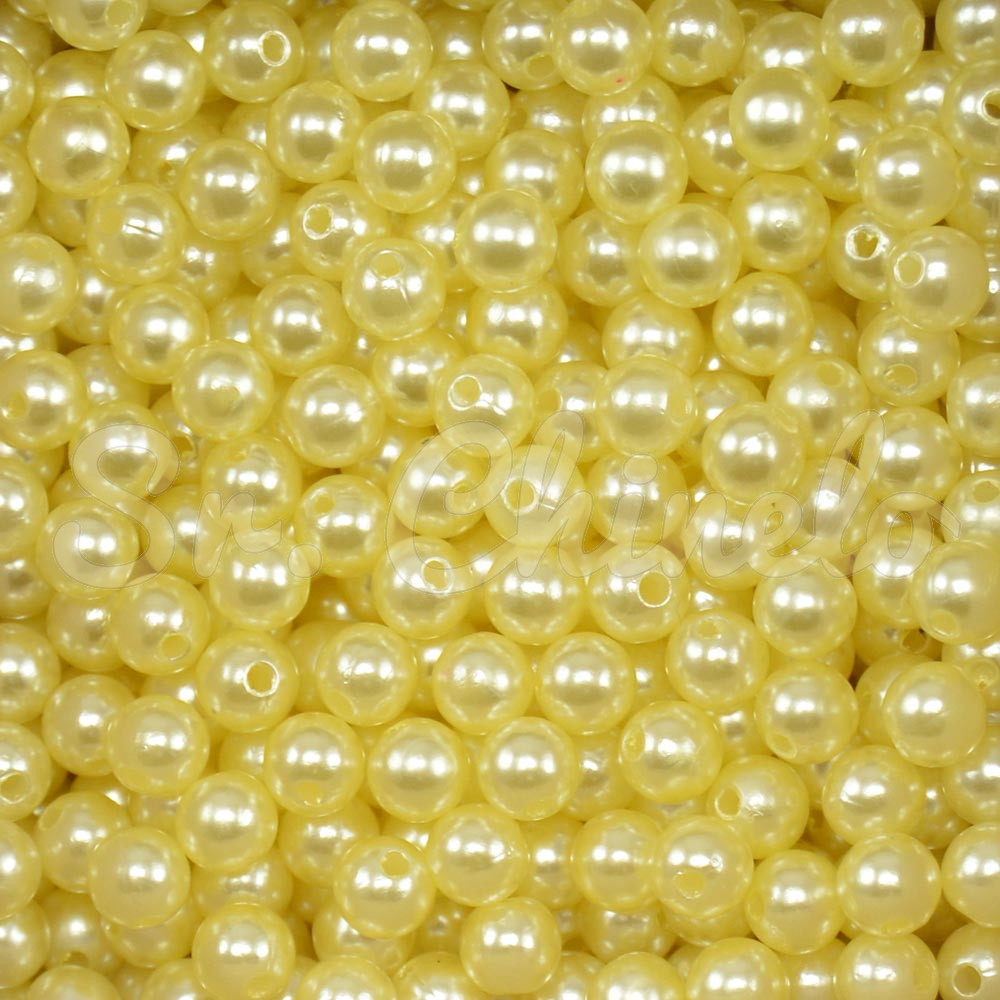 Pérola ABS, 06mm, Amarelo