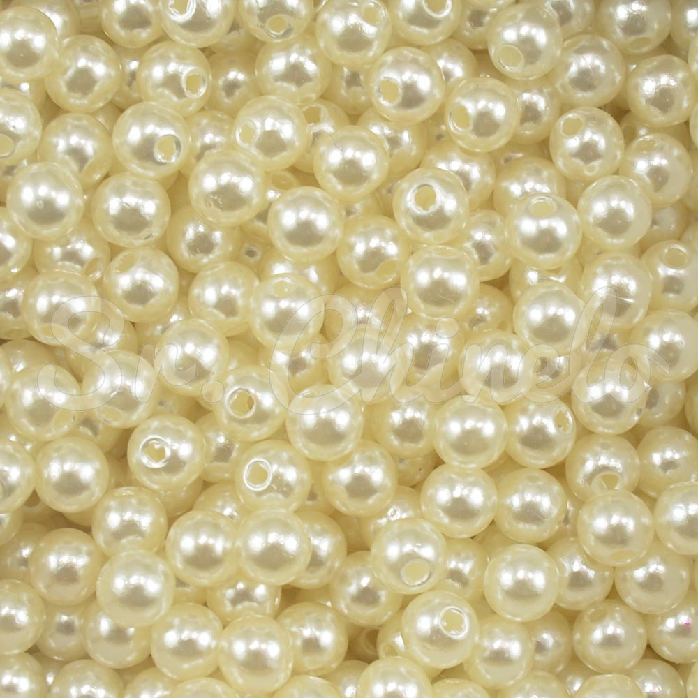 Pérola ABS, 06mm, Creme