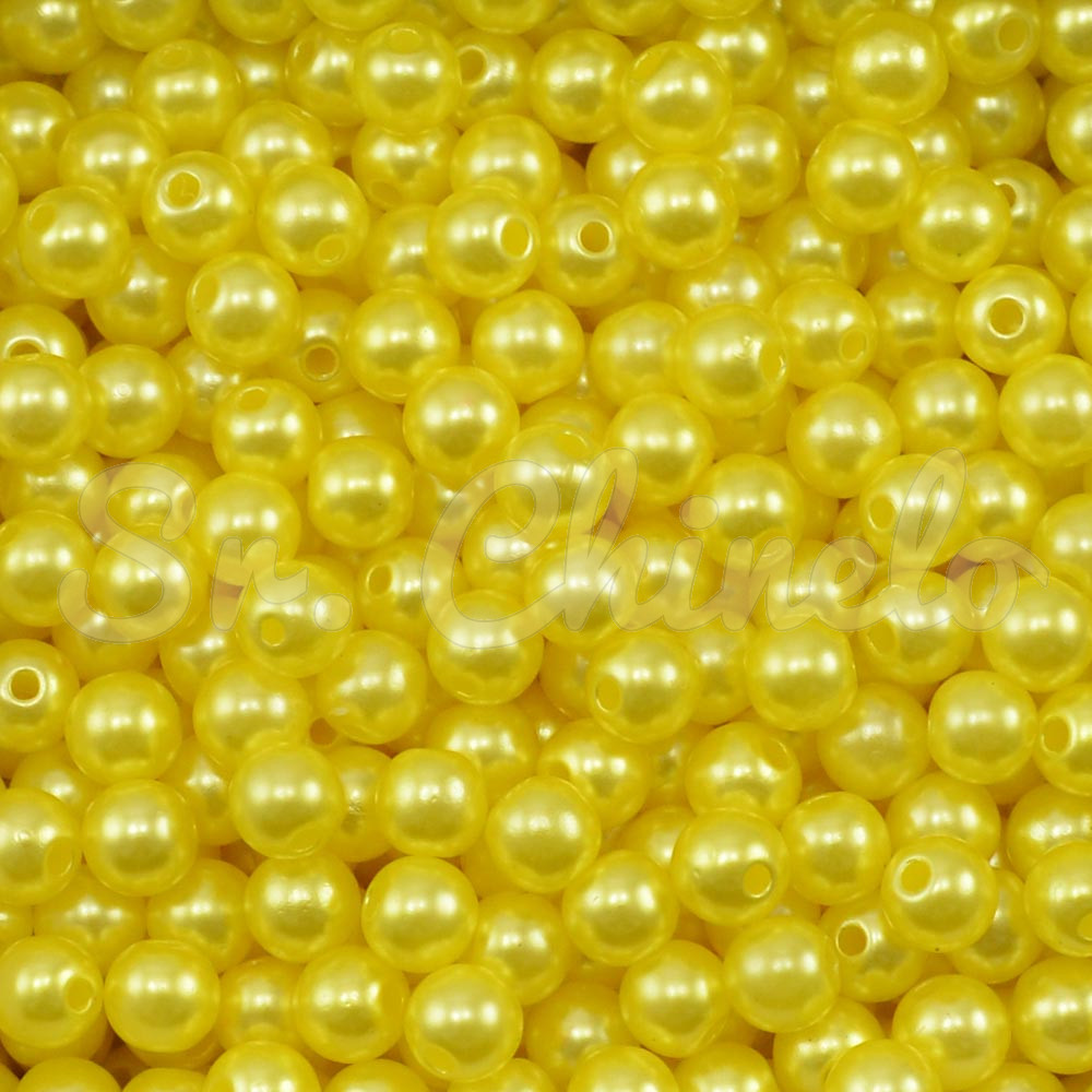 Pérola ABS, 06mm, Amarelo Canário