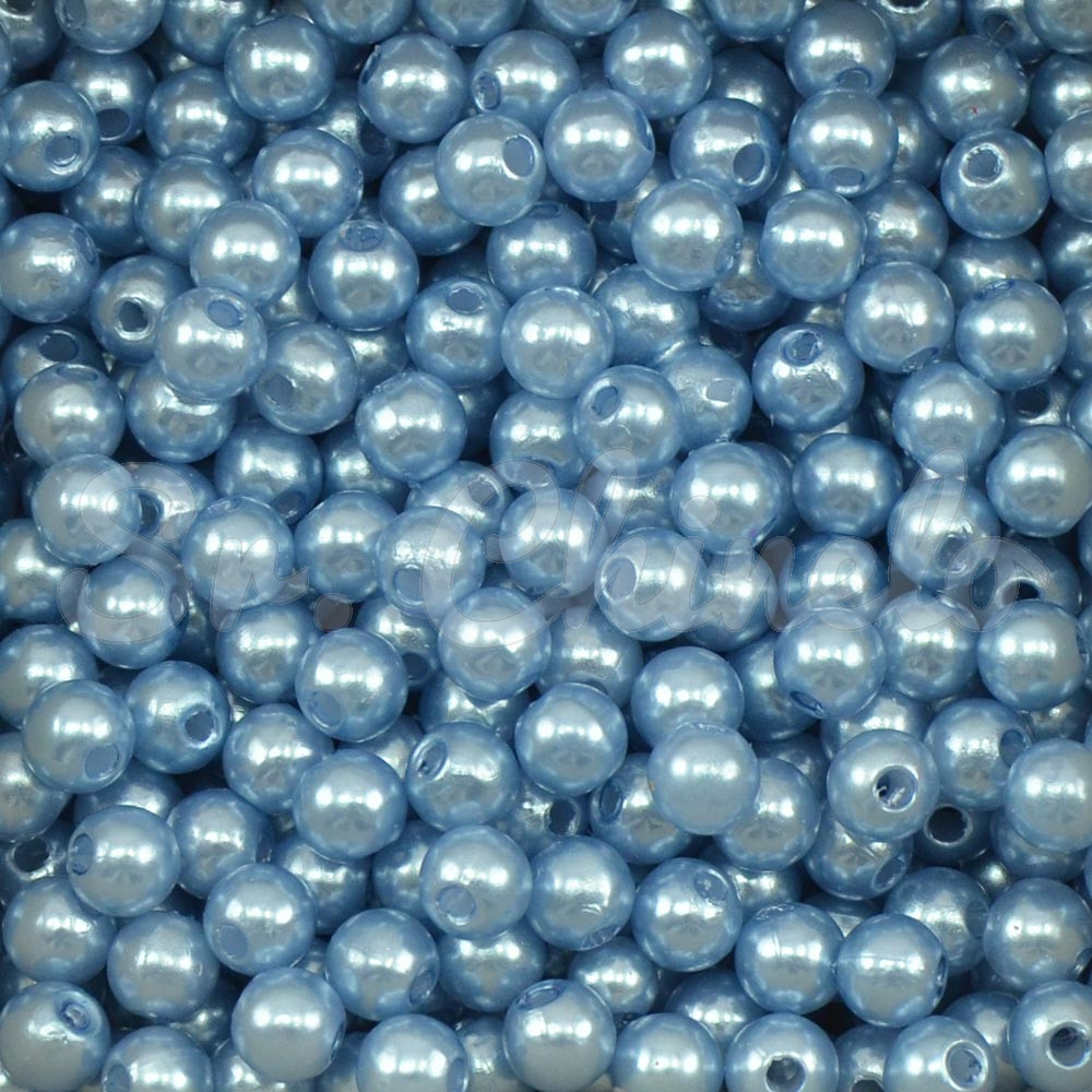 Pérola ABS, 06mm, Azul Acinzentado