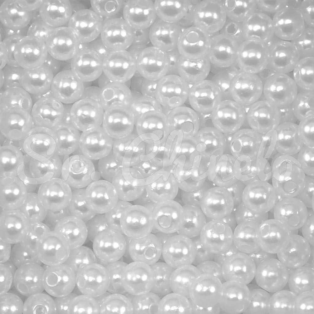 Pérola ABS, 06mm, Branco