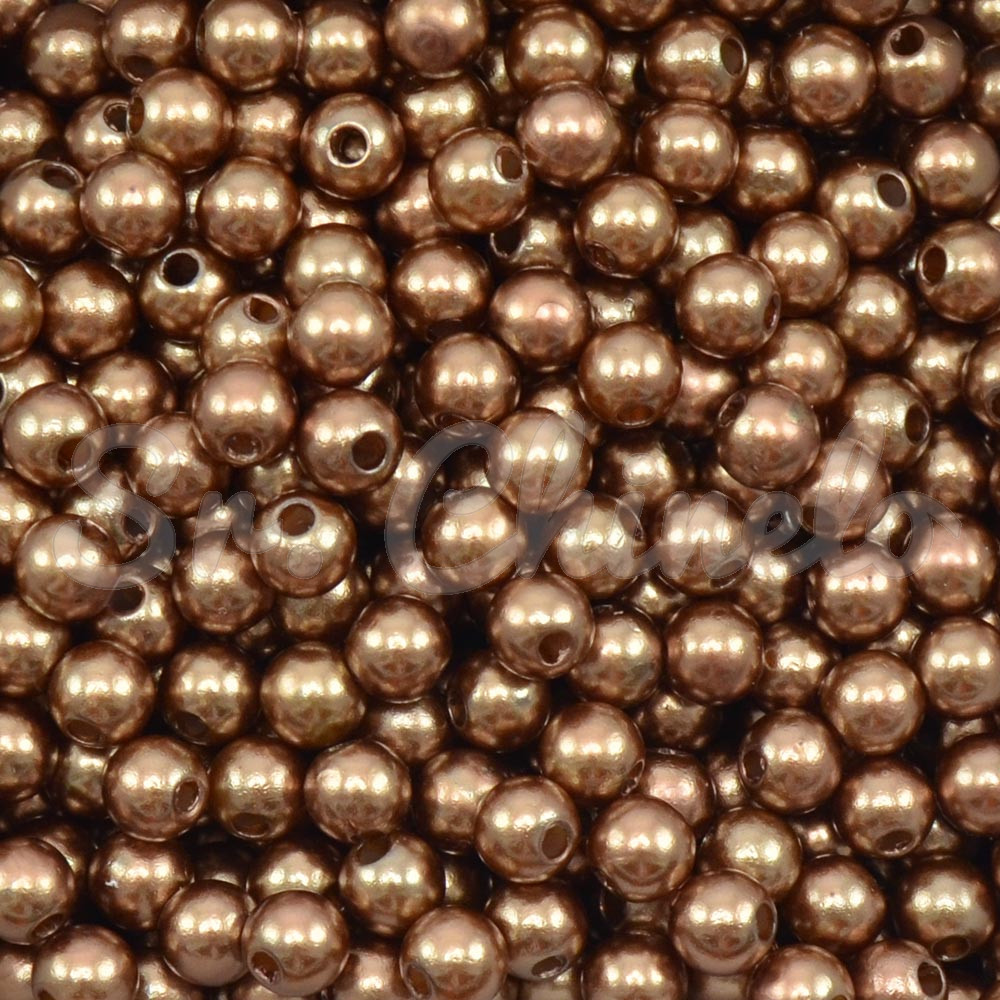 Pérola ABS, 06mm, Marrom Escuro