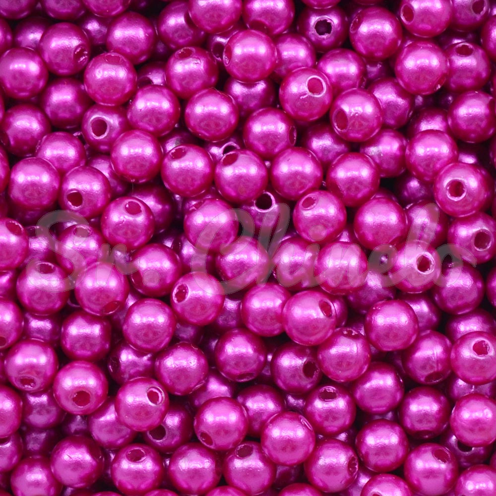 Pérola ABS, 06mm, Rosa Pink