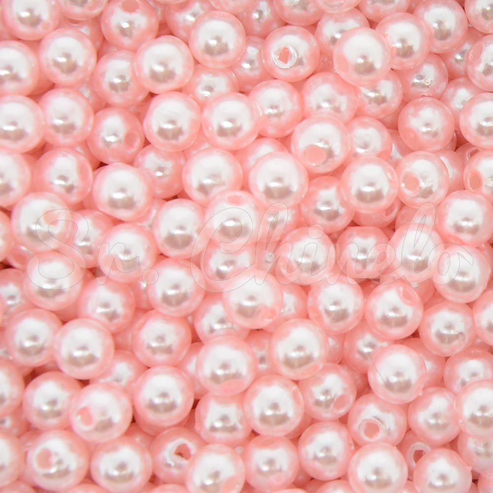 Pérola ABS, 06mm, Rosa Bebê