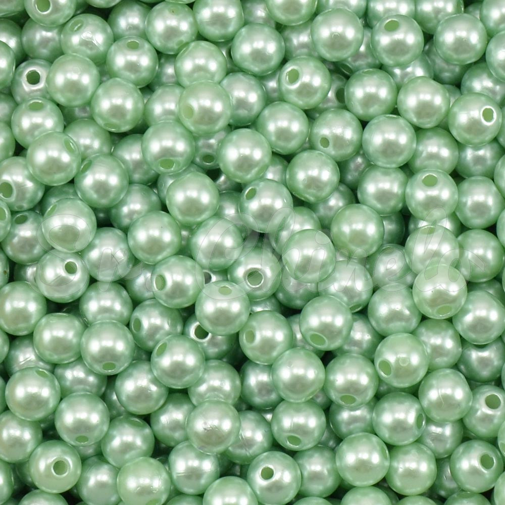 Pérola ABS, 06mm, Verde Pastel