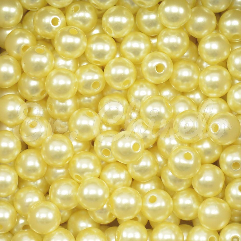 Pérola ABS, 08mm, Amarelo