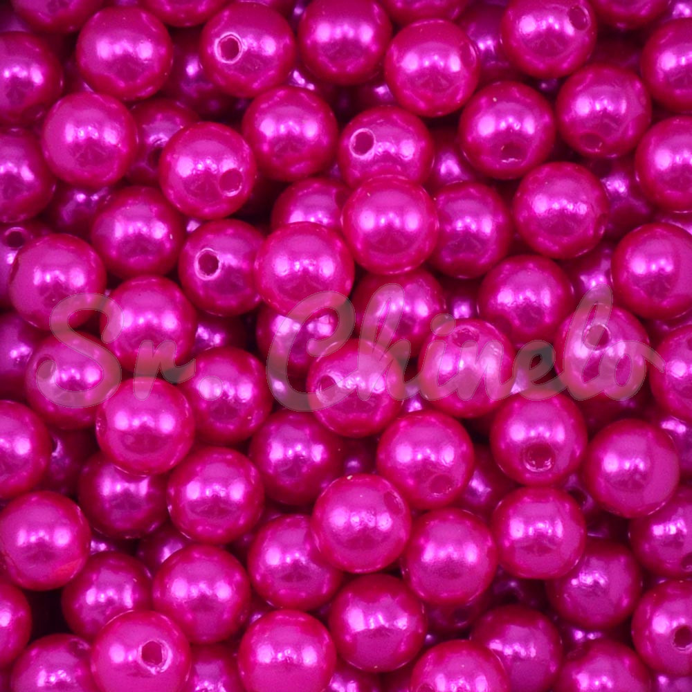 Pérola ABS, 08mm, Rosa Pink