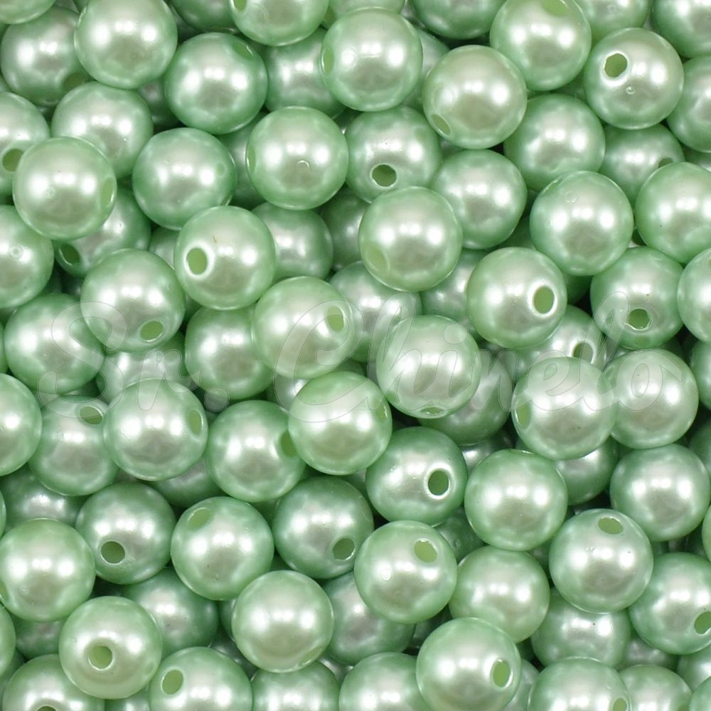 Pérola ABS, 08mm, Verde Pastel