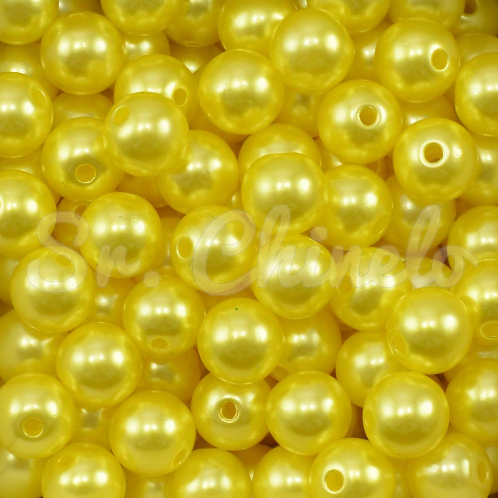 Pérola ABS, 10mm, Amarelo Canário