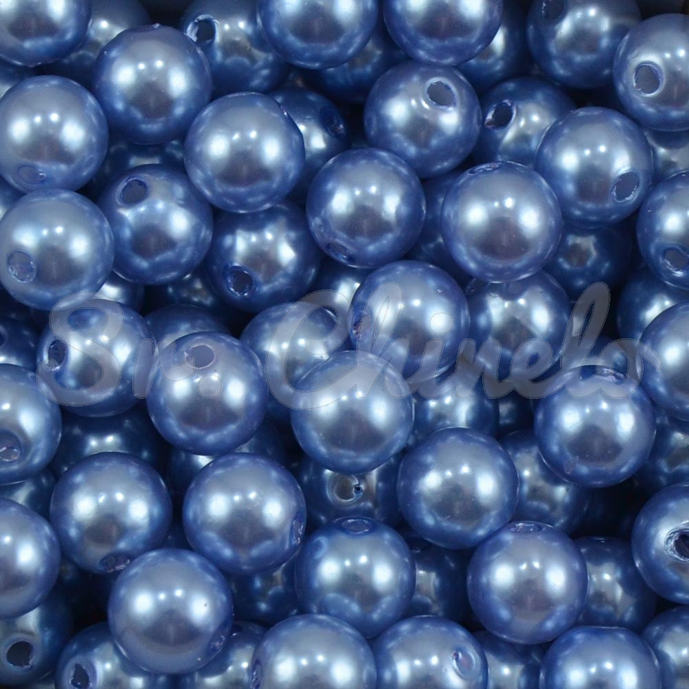 Pérola ABS, 10mm, Azul Acinzentado