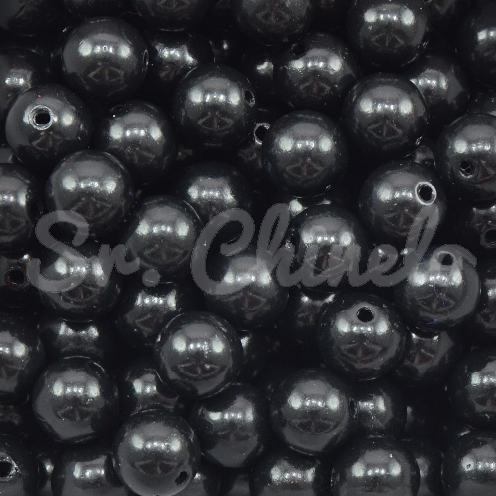 Pérola ABS, 10mm, Preto