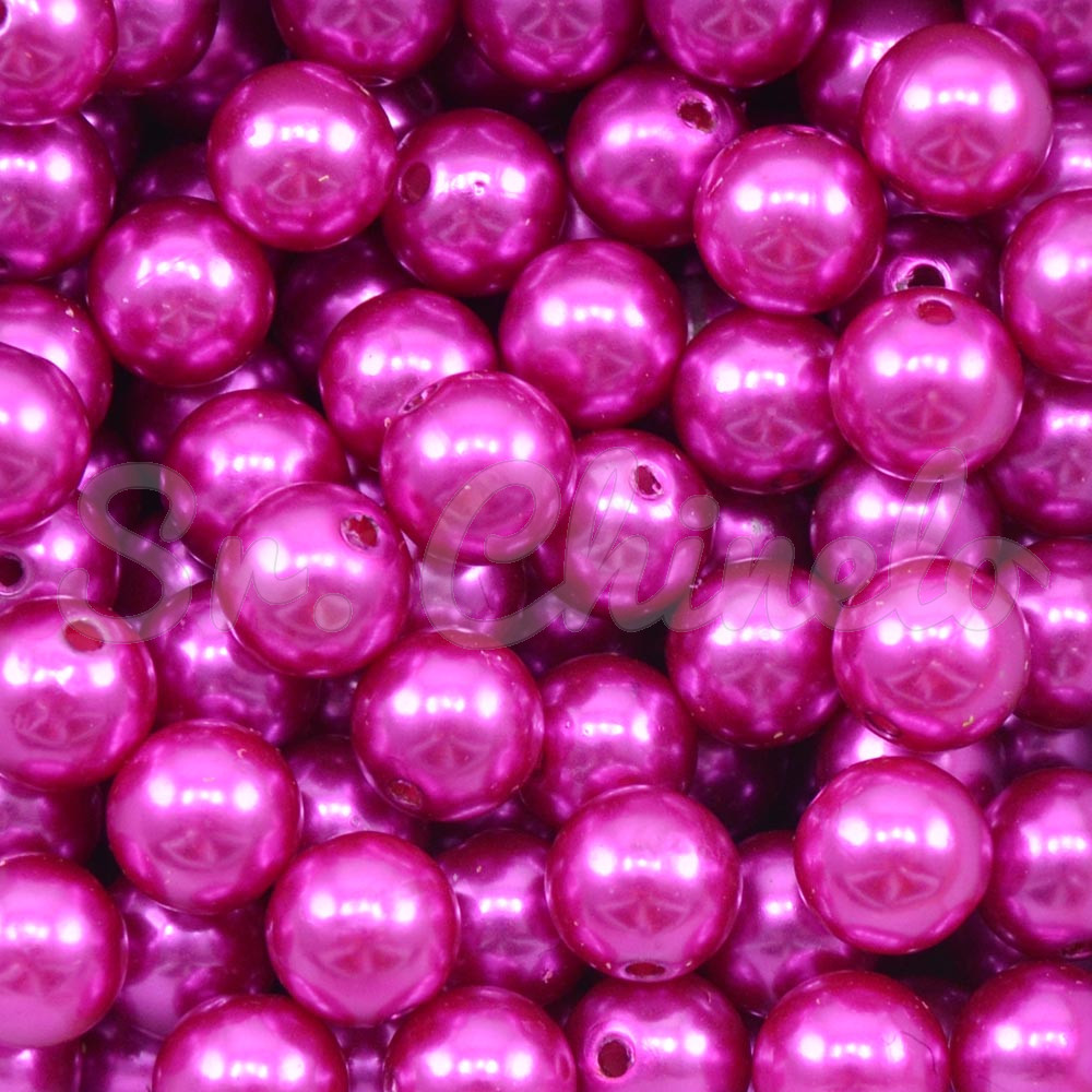 Pérola ABS, 10mm, Rosa Pink