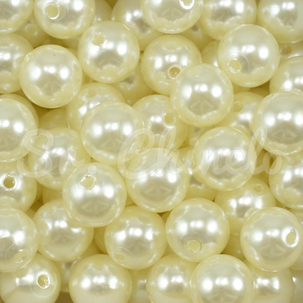 Pérola ABS, 12mm, Creme