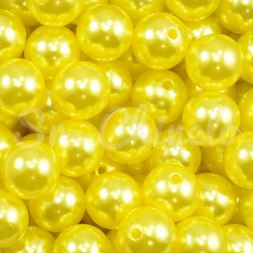 Pérola ABS, 12mm, Amarelo Canário