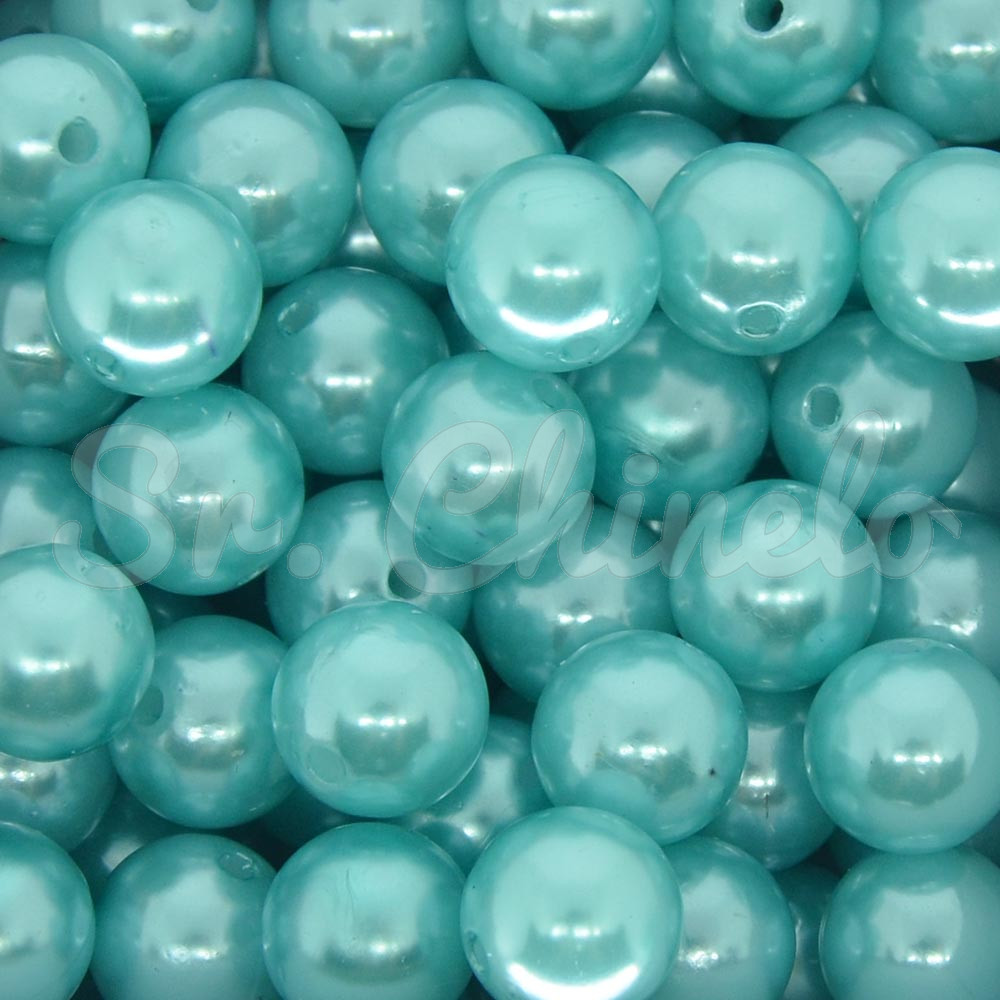 Pérola ABS, 12mm, Azul Tiffany