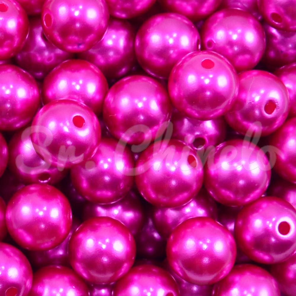 Pérola ABS, 12mm, Rosa Pink