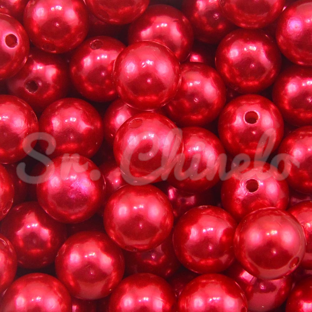 Pérola ABS, 12mm, Vermelho