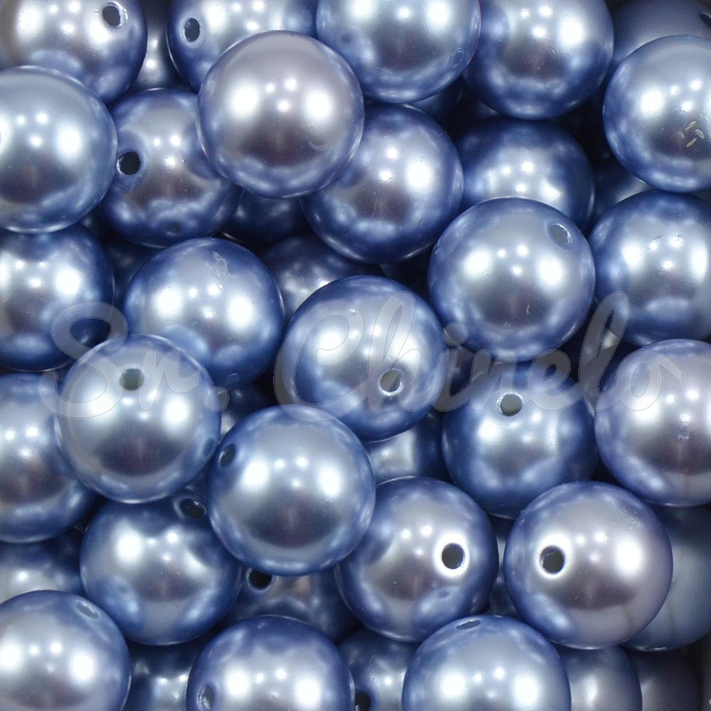 Pérola ABS, 14mm, Azul Acinzentado