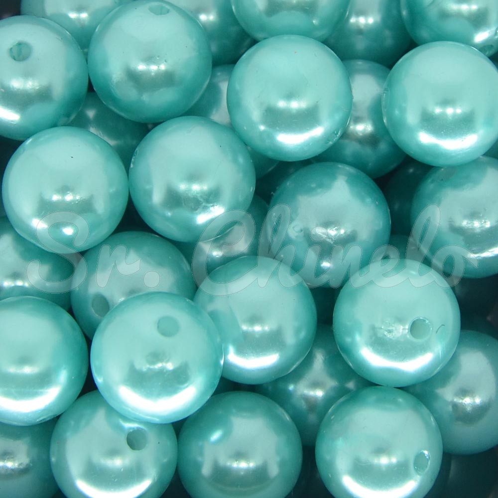 Pérola ABS, 14mm, Azul Tiffany