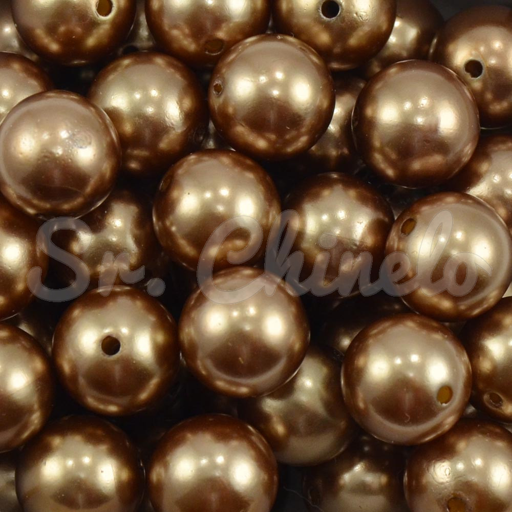 Pérola ABS, 14mm, Marrom Escuro
