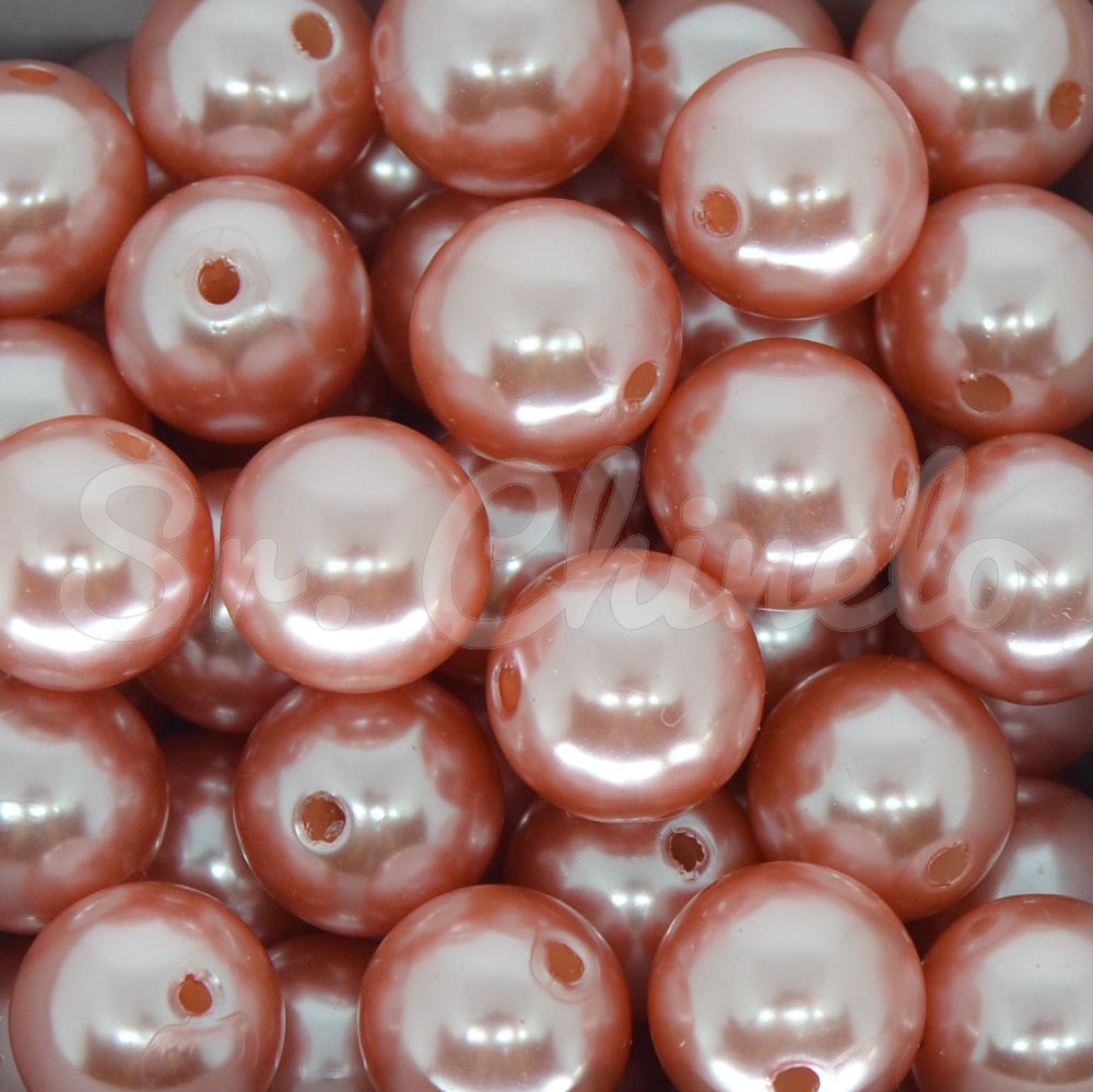 Pérola ABS, 14mm, Rosa Envelhecido