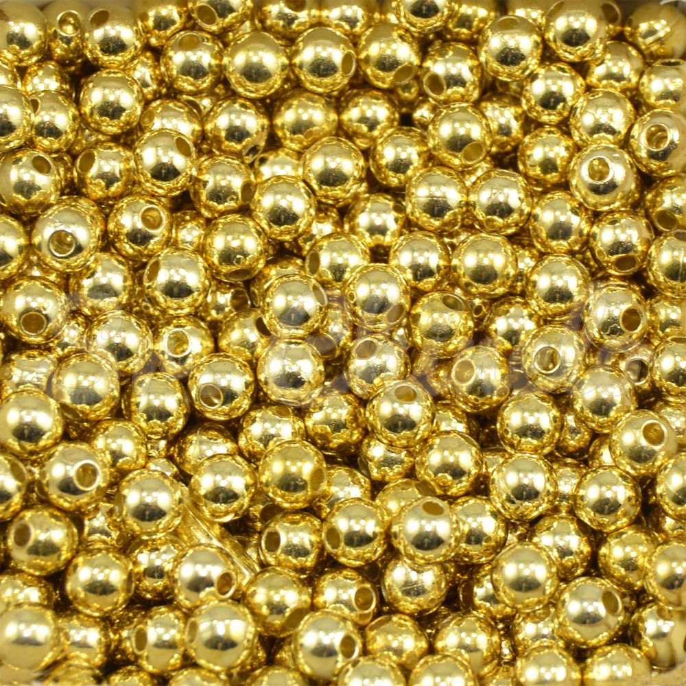 Pérola ABS, 06mm, Dourado Metalizado