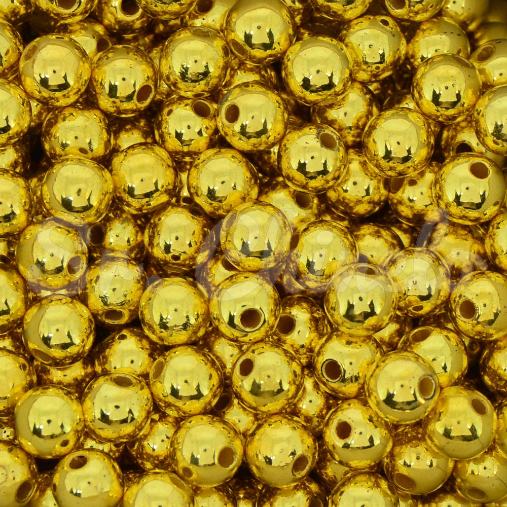 Pérola ABS, 08mm, Dourado Metalizado