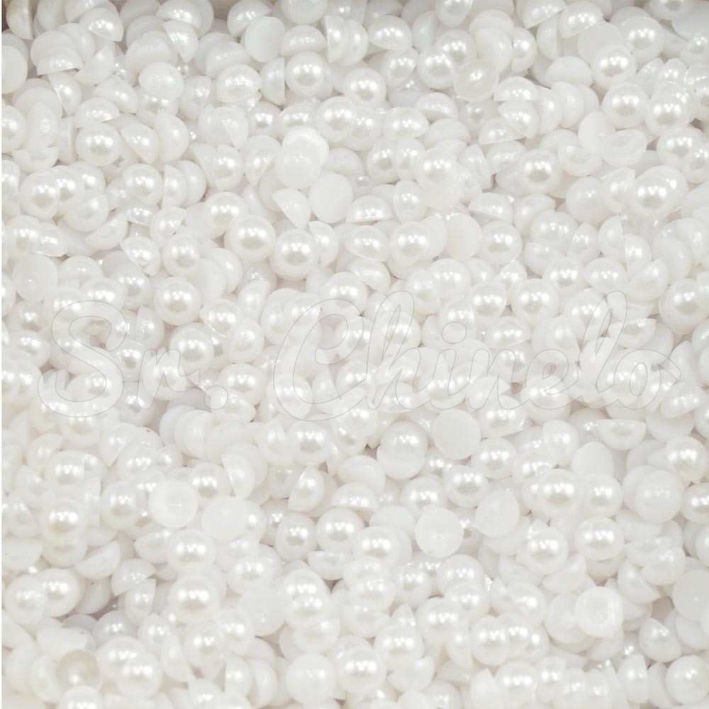 Meia Pérola ABS, 04mm, Branco