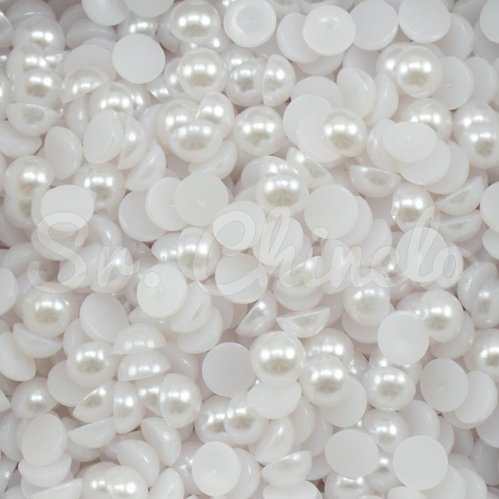 Meia Pérola ABS, 06mm, Branco