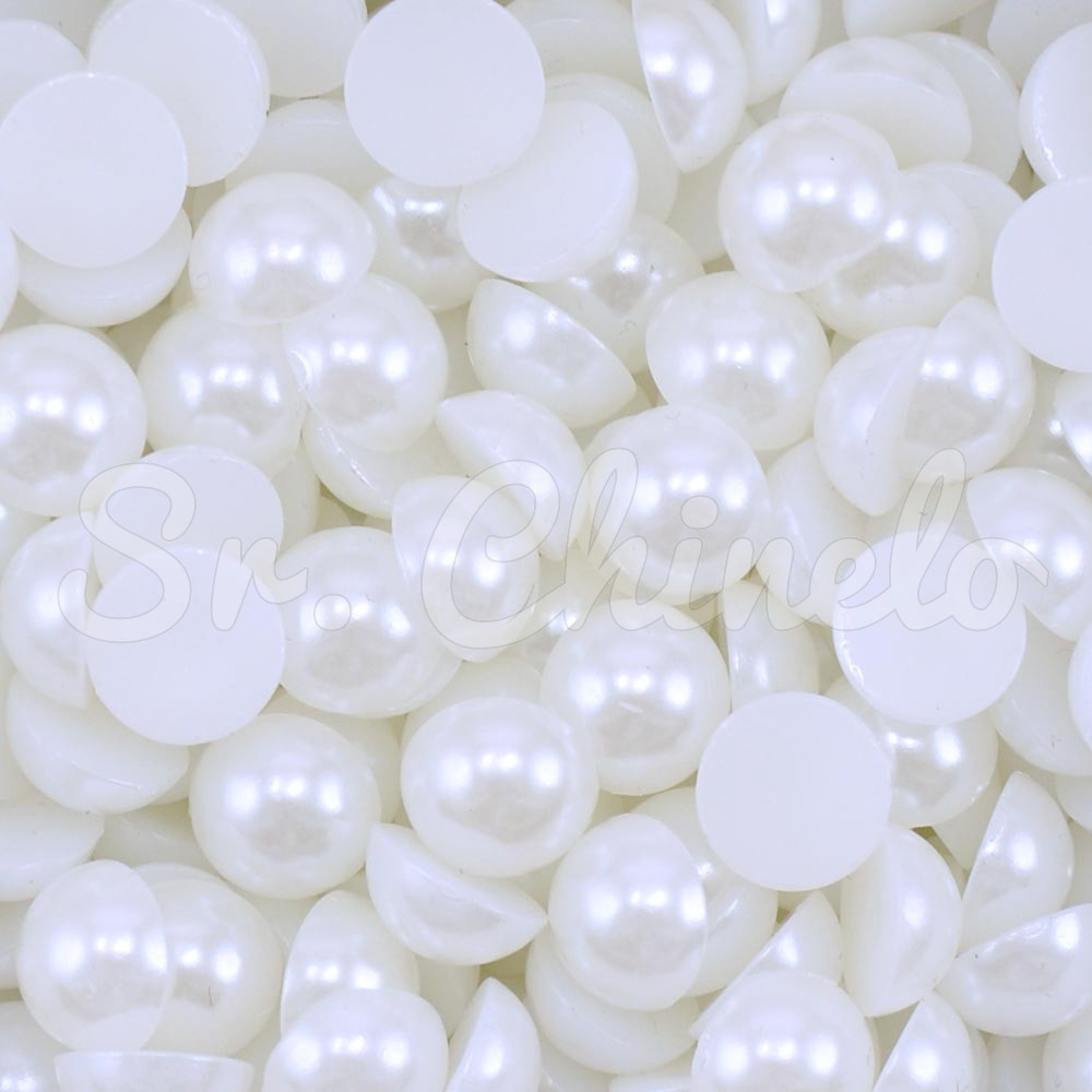Meia Pérola ABS, 10mm, Branco 