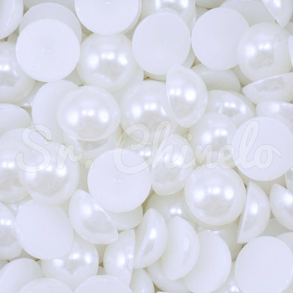 Meia Pérola ABS, 12mm, Branco