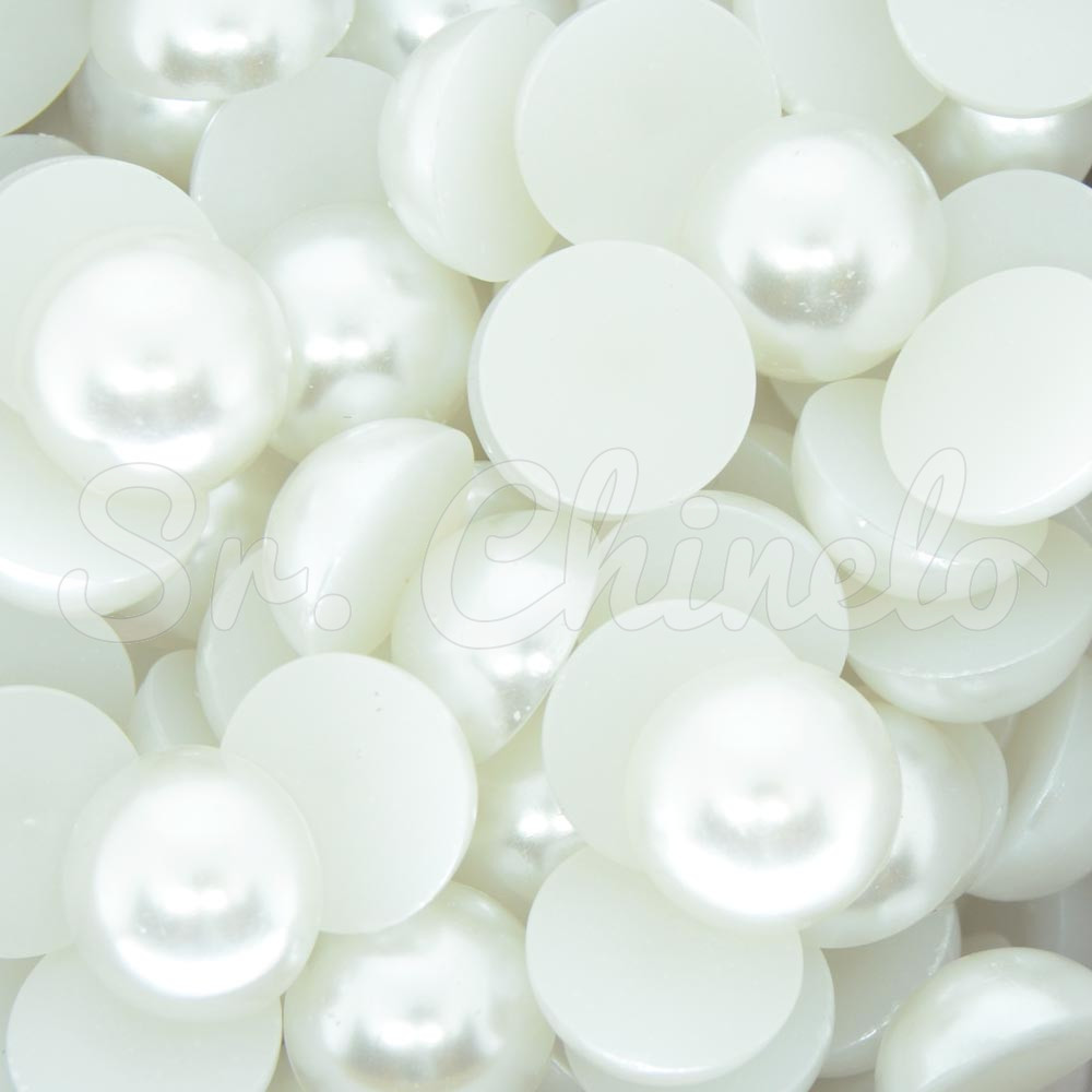 Meia Pérola ABS, 14mm, Branco