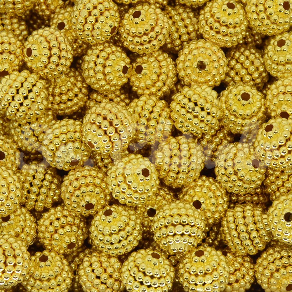 Pérola Craquelada Amora, 10mm, Dourado Metalizado