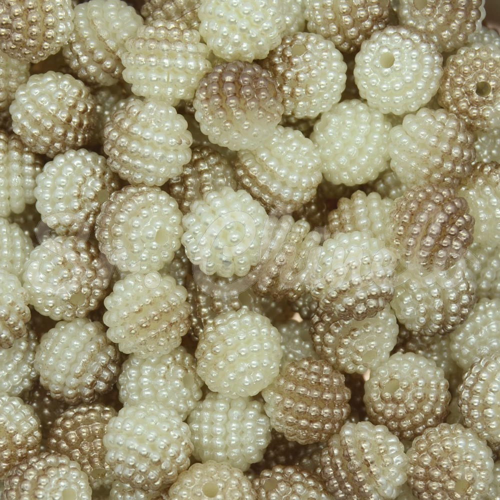 Pérola Craquelada Amora, 10mm, Mesclado Branco/Marrom