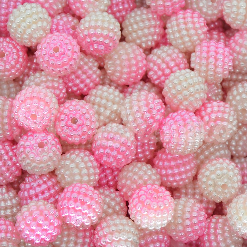 Pérola Craquelada Amora, 10mm, Mesclado Rosa Claro/Branco