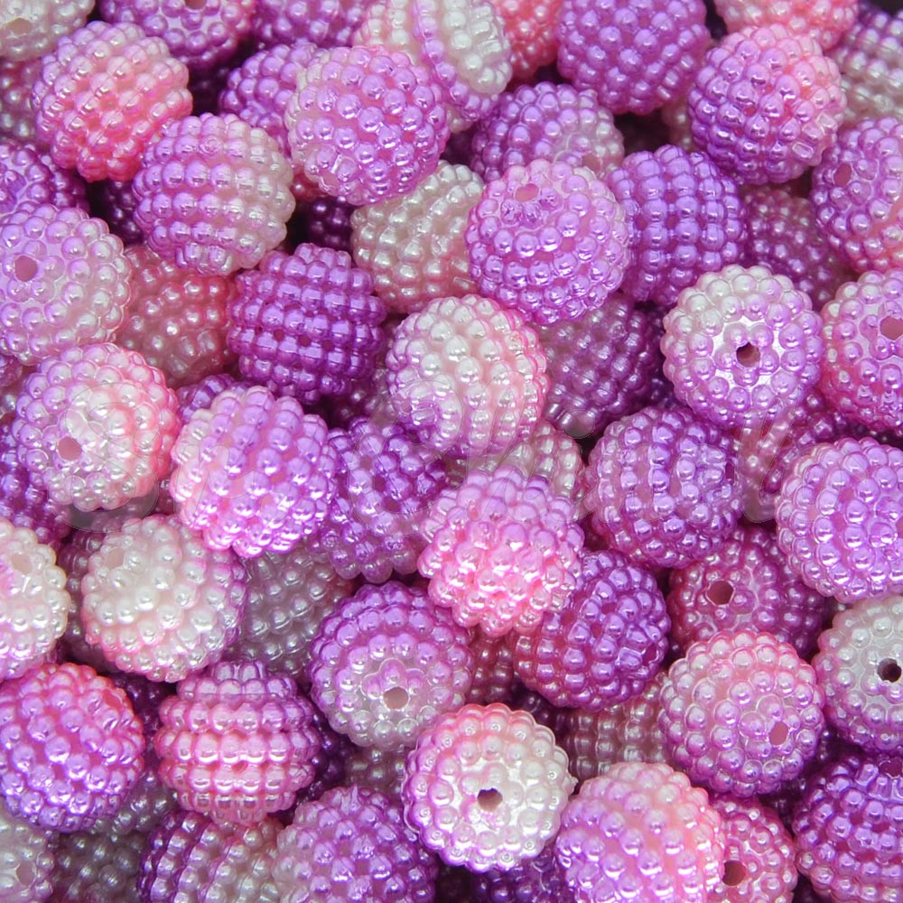 Pérola Craquelada Amora, 10mm, Mesclado Rosa/Lilás