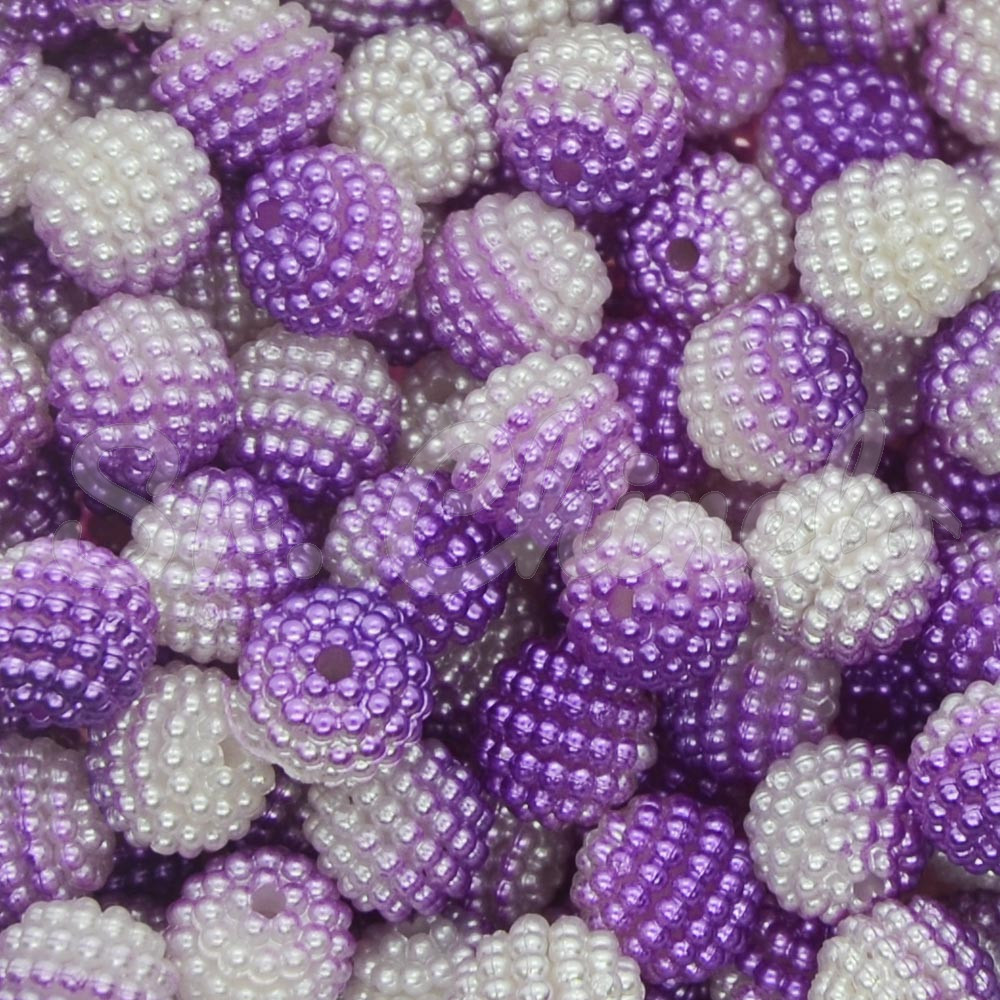 Pérola Craquelada Amora, 10mm, Mesclado Lilás/Branco