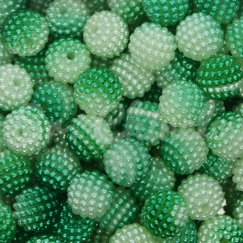 Pérola Craquelada Amora, 10mm, Mesclado Verde/Branco