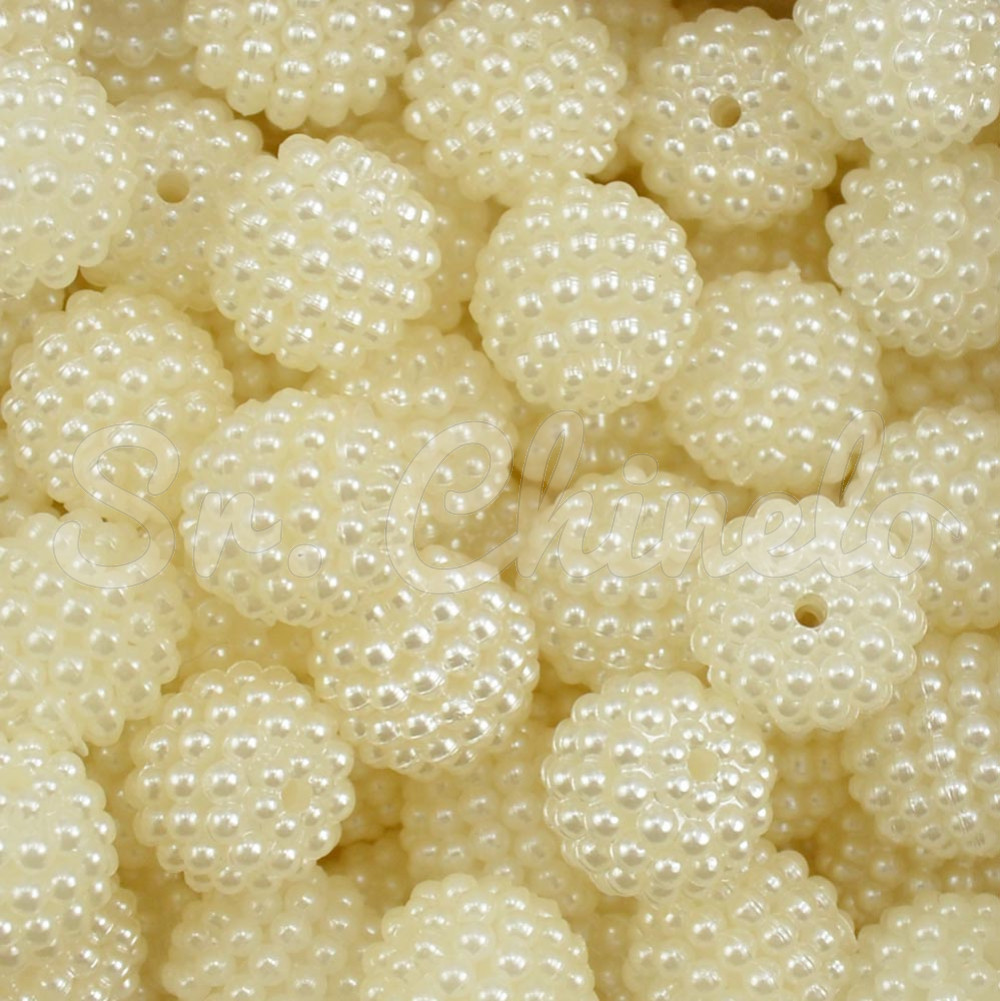 Pérola Craquelada Amora, 12mm, Creme