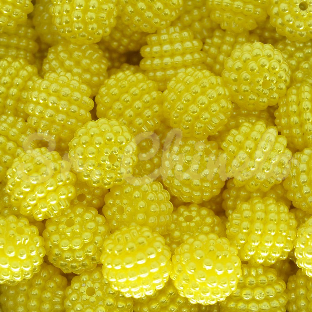 Pérola Craquelada Amora, 12mm, Amarelo Canário