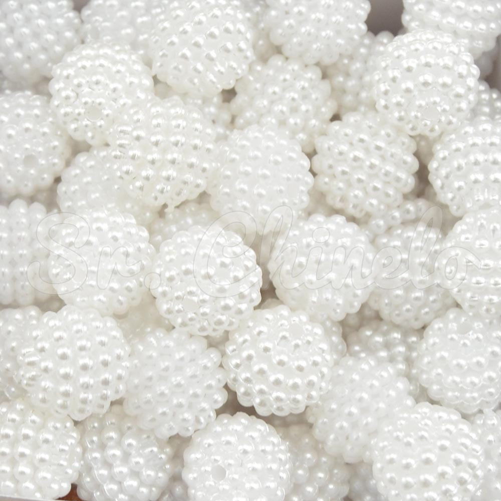 Pérola Craquelada Amora, 12mm, Branco