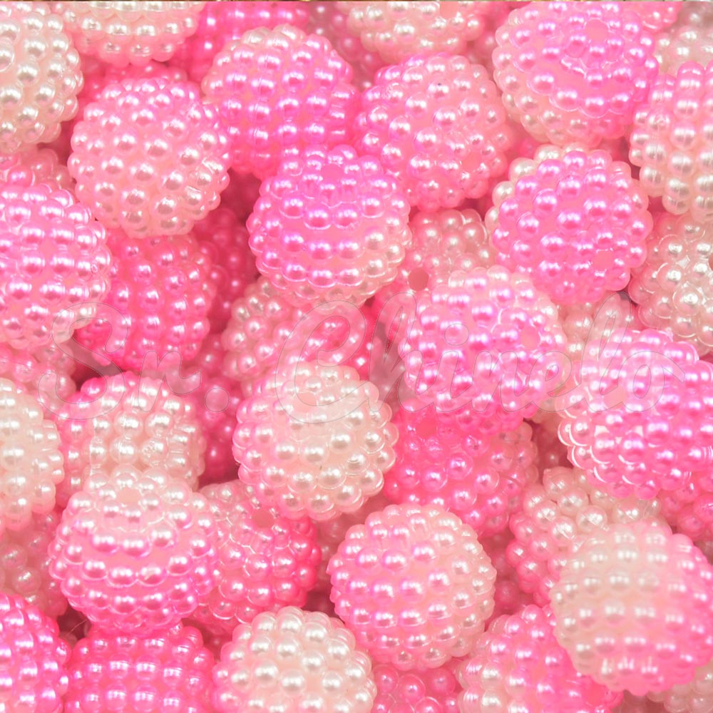 Pérola Craquelada Amora, 12mm, Mesclado Branco/Rosa Claro