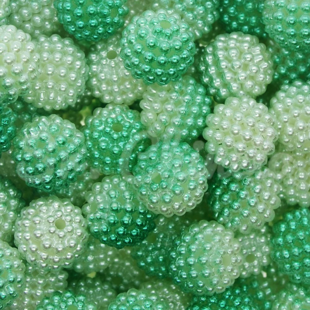 Pérola Craquelada Amora, 12mm, Mesclado Verde/Branco