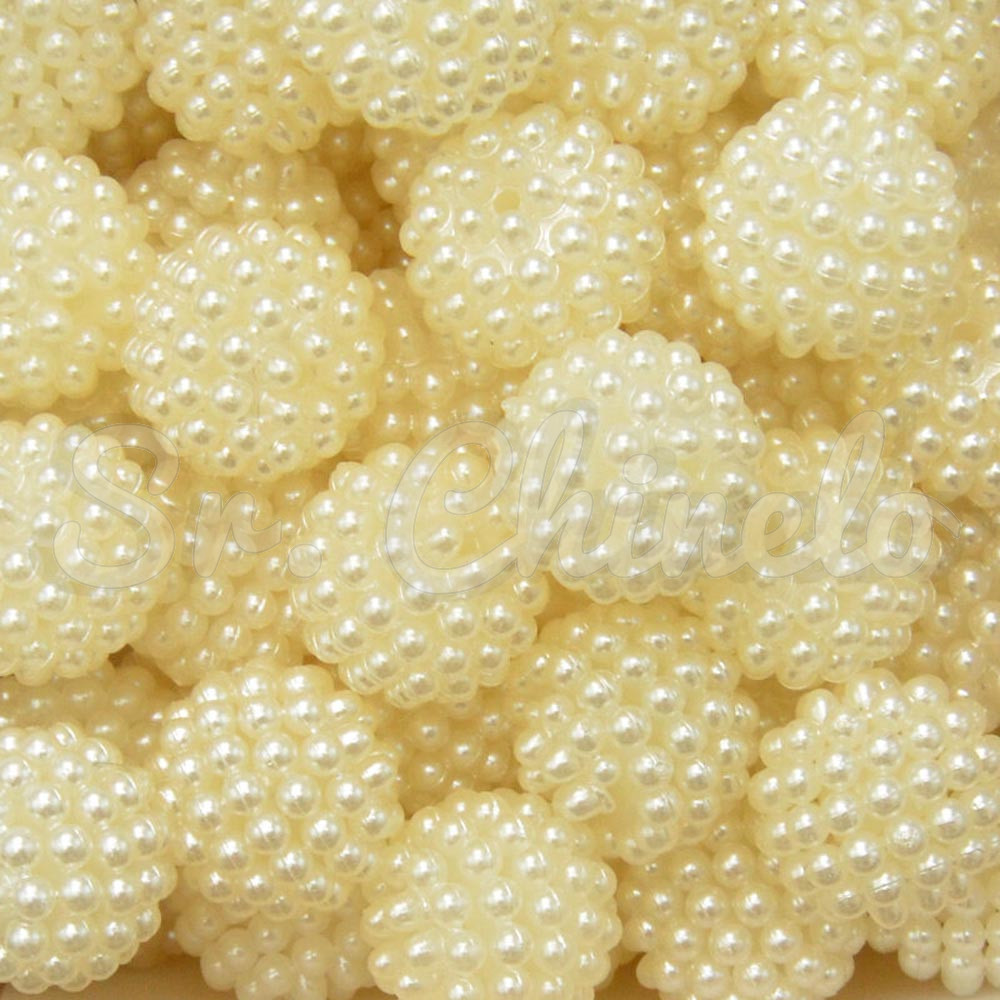 Pérola Craquelada Amora, 14mm, Creme