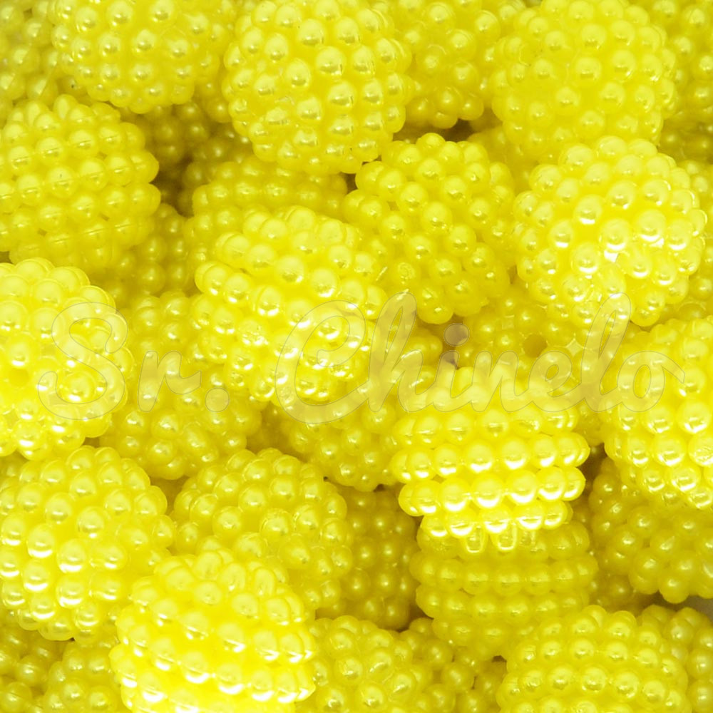 Pérola Craquelada Amora, 14mm, Amarelo Canário