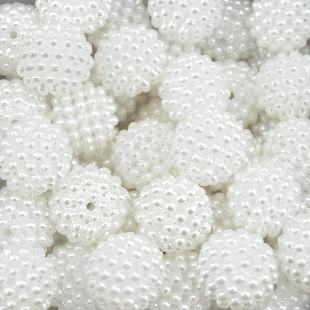 Pérola Craquelada Amora, 14mm, Branco