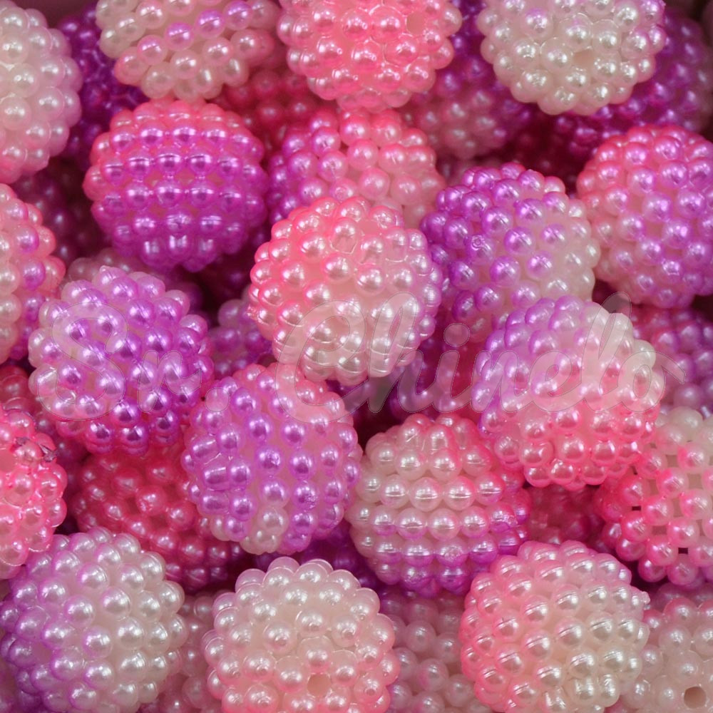 Pérola Craquelada Amora, 14mm, Mesclado Rosa/Lilás