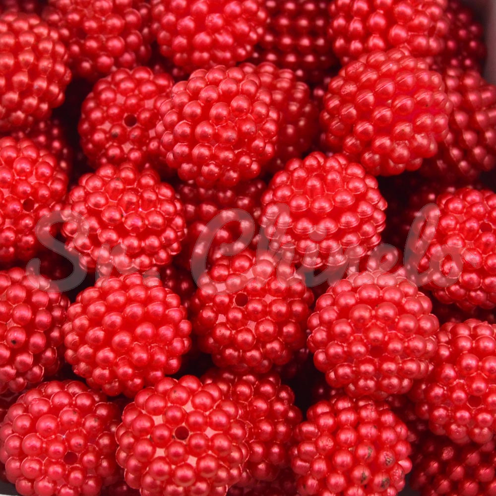 Pérola Craquelada Amora, 14mm, Vermelho